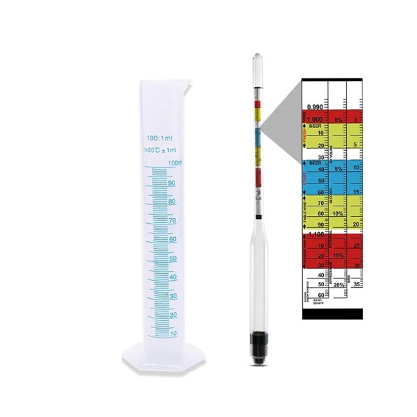 Hydrometer Tester & 100ml Mätning Flaska,Trippel Våg Hydrometer