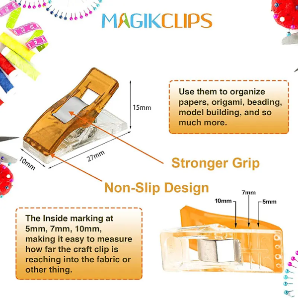 50 stykker Søm Klips Flerbruks Plast Håndverk Quilting Innbinding Klips