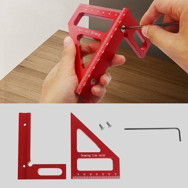Träbearbetning fyrkant gradskiva aluminium legering gering triangel linjal hög precision layout mätning verktyg
