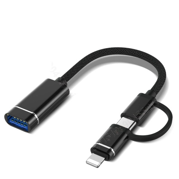 2 in 1 USB 3.0 8-Pin/Type C OTG sovitin kaapeli iPhone 13 12 11 Pro Max iPad iOS 13 yllä