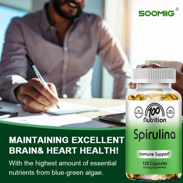 Spirulina Lisä - Antioksidantti & Tulehduksia ehkäisevä, Ikääntymisen esto, Anemia Tuki, Infektioiden esto, Immuunijärjestelmä tuki