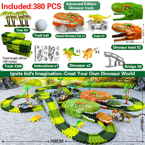 Jernbane Racing Bor Lekesett Educational DIY Bend Flexible Race Track Elektronisk Blits LED Lys Bil Leker For Barn