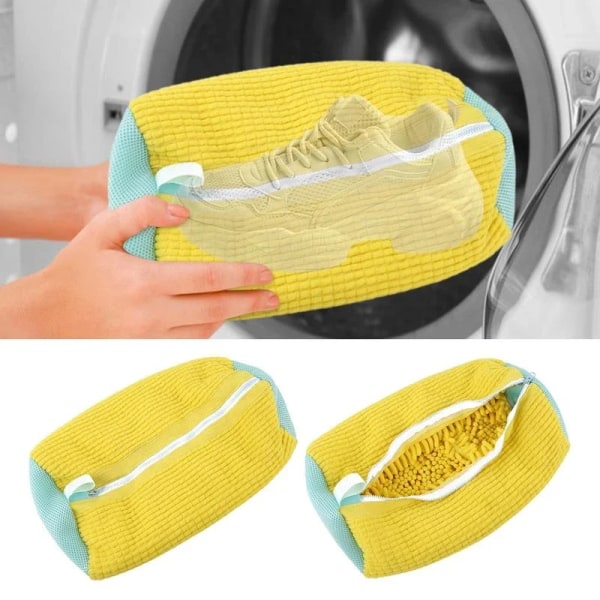 Vaske sko pose bomull vasketøy nett myke fibre enkelt fjerne smuss vask poser antideformasjon sko klær organisator