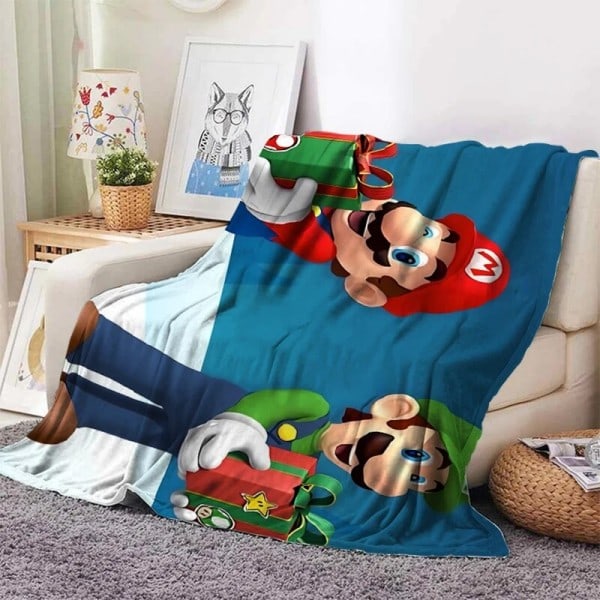 Super Mario Bros Juletæppe Plys Tæppe Tæppe Ansigtsklud sengetæppe tæppe