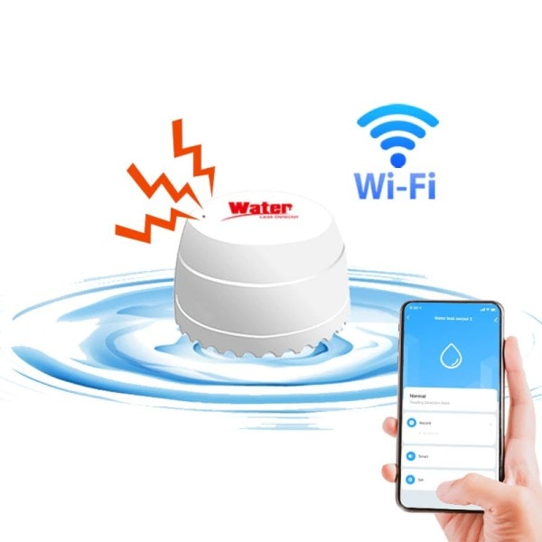 WiFi Vann Sensor Tuya Lekkasje Detektor Lyd Alarm Lekkasje flom Alarm Overflow APP Kontroll Smart Hjem Sikkerhet Alarm