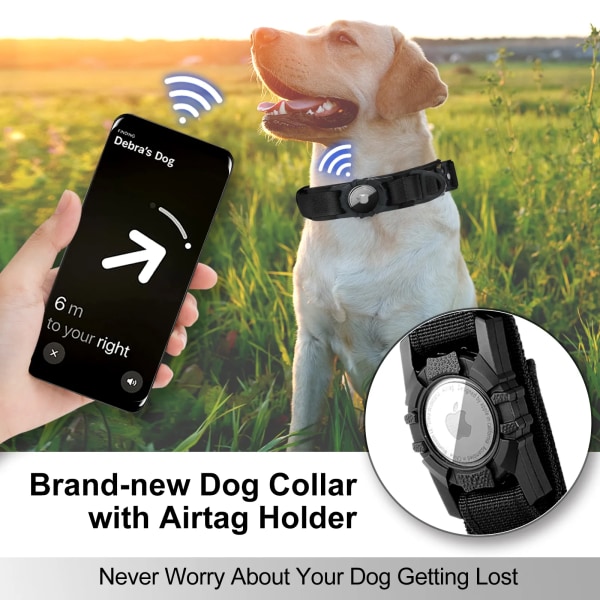 AirTag hund halsband med handtag taktisk hund halsband för stora medelstora hundar