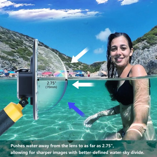 Dome Port GoPro Hero Musta vedenpitävä kotelo sukellus kotelo kelluva kahva Go Prolle