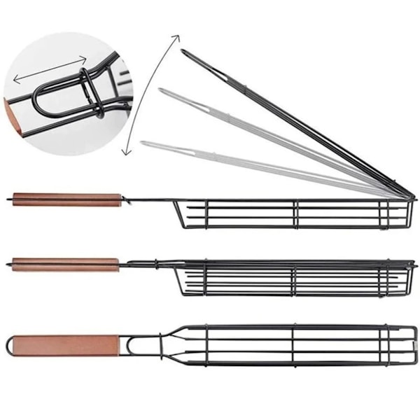 Hög kvalitet Bärbar BBQ Grillning Korg Rostfritt Stål Nonstick Grill Grill Korg Verktyg Grill Mesh för Kött Hamburgare BBQ Verktyg