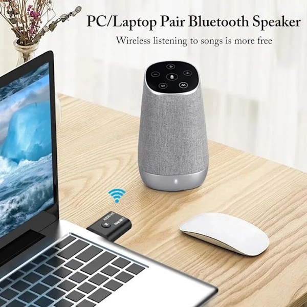 Bluetooth 5.0 lyd sender mottaker 3,5 mm AUX jack