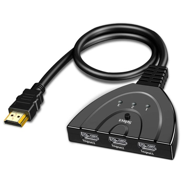 HDMI-yhteensopiva kytkin KVM jakaja  3 tulo 1 lähtö Mini 3 Portti Video Switcher Hub