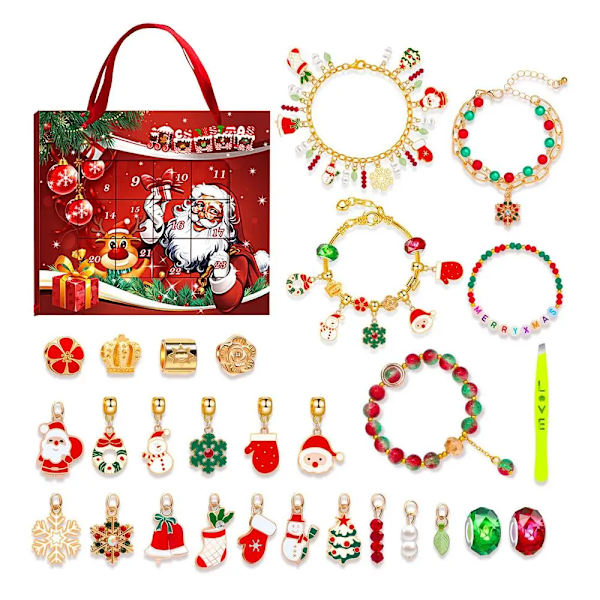Advent jule armbånd til 24 dage nedtælling fest smykker håndværk kit barn gave