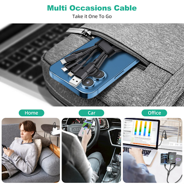 3 i1 laddning kabel multi usb port fler usb laddning sladd typ C mikro laddare mobil telefon kabel