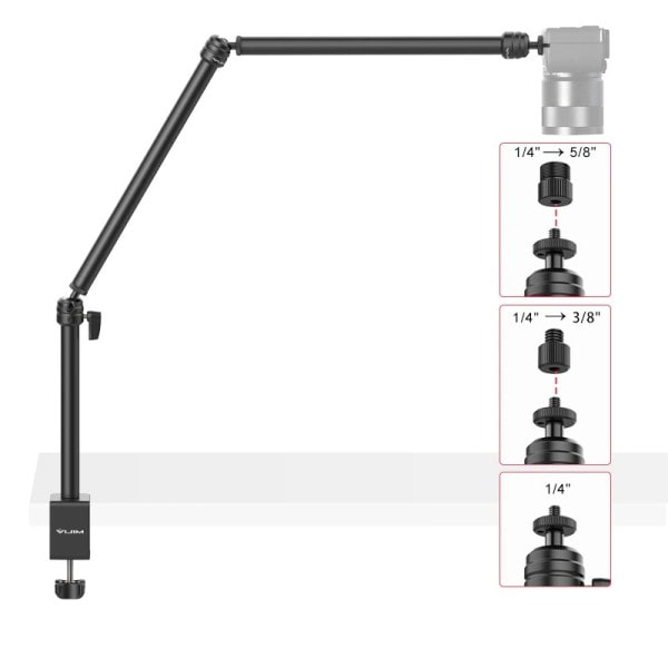 Stativ Klämma 90cm Skrivbord Light Stand Live Bom Arm med 1/4" Ball Head