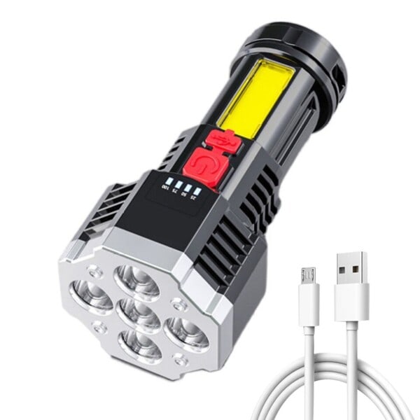5 LED Super Ljus Ficklampa Uppladdningsbar Multifunktion Vattentät Led Ljus