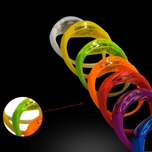 10 bitar Röst Aktiverat Ljud Kontroll LED Armband Blinkande Silicon Bangle Dekor