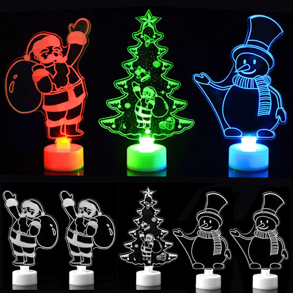 LED jul pynt natt lys blinker jul nissen snømann jul tre lys lampe