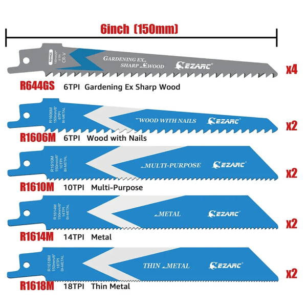 Frem- og tilbakegående sag blad sett bi metall riving sabel sag blad sett