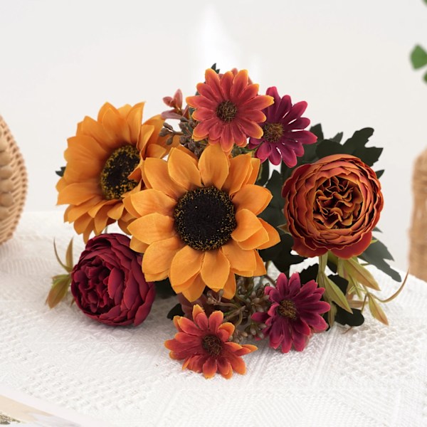 4 bitar Solrosor pion Konstgjorda Blommor