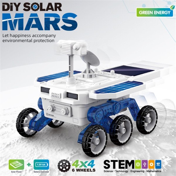 Mars Exploration Car DIY Solar Energy 4WD Kjøretøy Lastbil Montage sett STEM Early Educational Leetøy