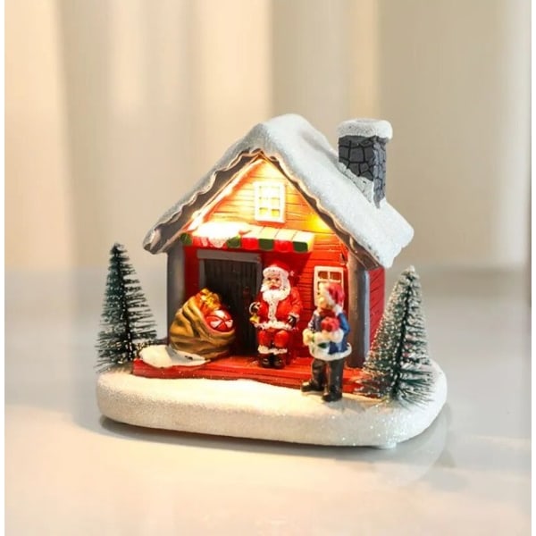 Vinter snø jul landsby jul pynt med led glød skrivebord bygg ferie pynt