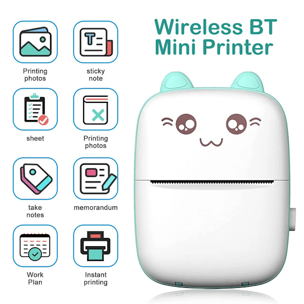 Mini Printer Bærbar Bluetooth Trådløs Smart Label Termisk Bærbar Printere Klistermærker Papir Trådløs Printere