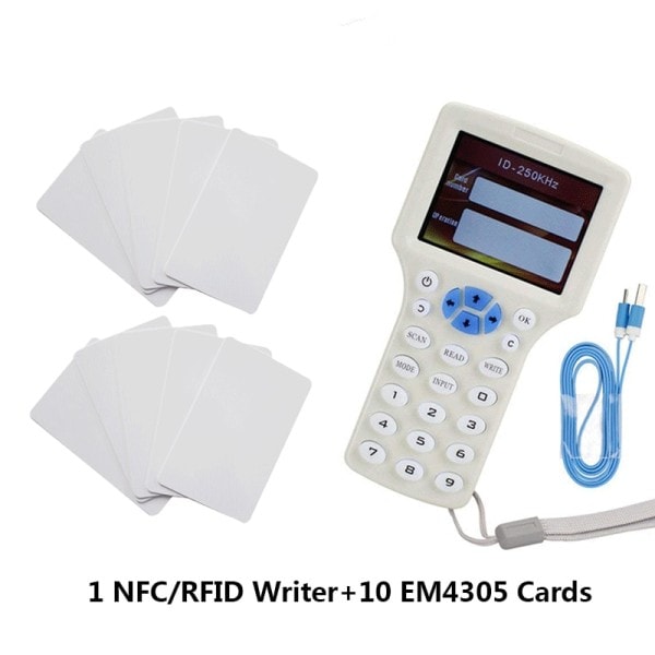 RFID läsare skrivare kopiator duplikator IC/ID  med USB kabel för 125Khz 13,56Mhz kort