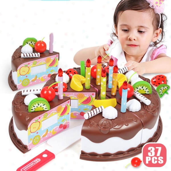 37 stk Gjør-det-selv sjokolade kake late lek kjøkken leker frukt bursdag kake kutte leker