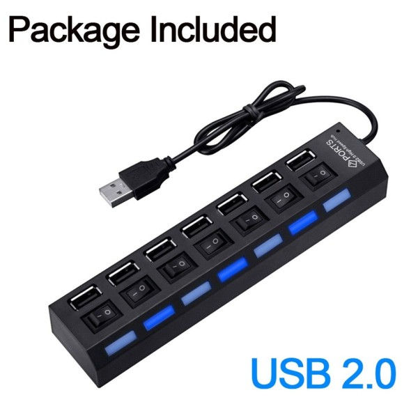 USB Hub USB Adapter Multi Portar Använd Ström Adapter Extensor