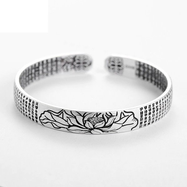 Silver färg  manschett armband vintage enkel lotus blomma religiösa smycken thailand silver fest tillbehör för kvinnor