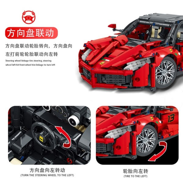 Teknisk APP Fjärrkontroll Moter Kraft Sport Bil Bygg Block MOC Super Racing Fordon Modell Klossar Set Leksaker