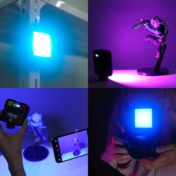 RGB Full Farge LED Video Lys 2500K-9000K 800LUX Magnetic Mini Fill Light Extend 3 Cold Shoe