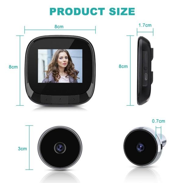 2,4 tum Kamera Dörrklocka Digital Titthål Smart Kamera HD Hem Elektronisk Kitthål Viewer Utomhus Visuell Dörrklocka