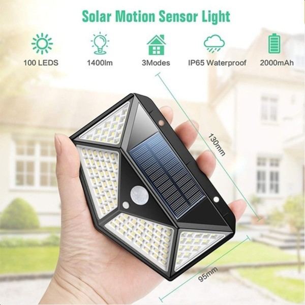 LED Solar Vägg Ljus Utomhus Solar Lampa PIR Rörelse Sensor Solenergi Solljus Gatu Ljus