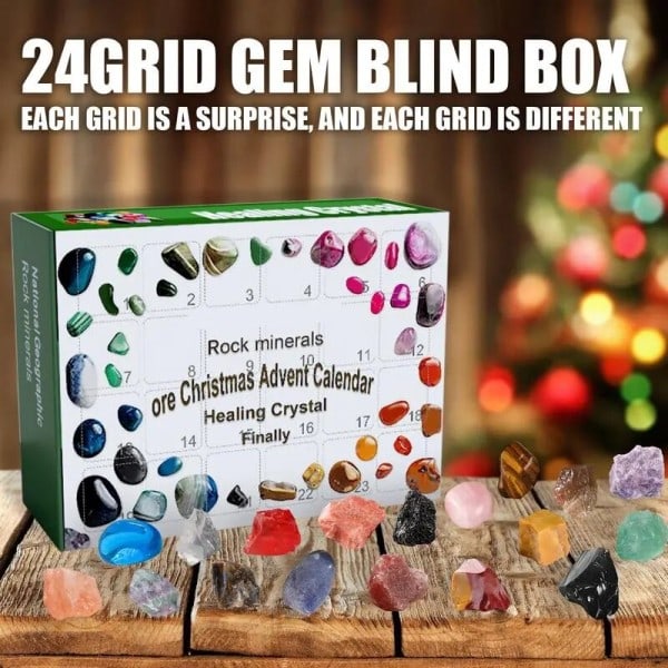 Jul Advent kalender Ädelsten samling Räkna ned till jul stenar mineraler fossiler advent kalender leksak gåvor