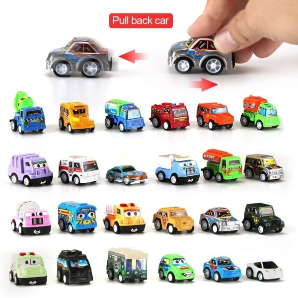 Advent Kalender Bilar Barn Jul Bilar 24 bitar Slumpmässiga Bil Kalender Pull Back Mini Bil Leksak
