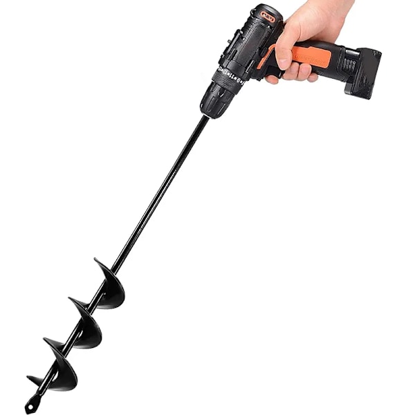 Best kvalitet Hage Auger Spiral Drill Bit Hageting Blomster Planter Earth Drill Planting Hull Graver Verktøy Løs jord Drill Bit Tilbehør