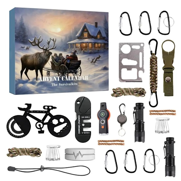 Jul advent kalender överlevnad verktyg uppsättning 24 dagar 2024 jul nedräkning kalender