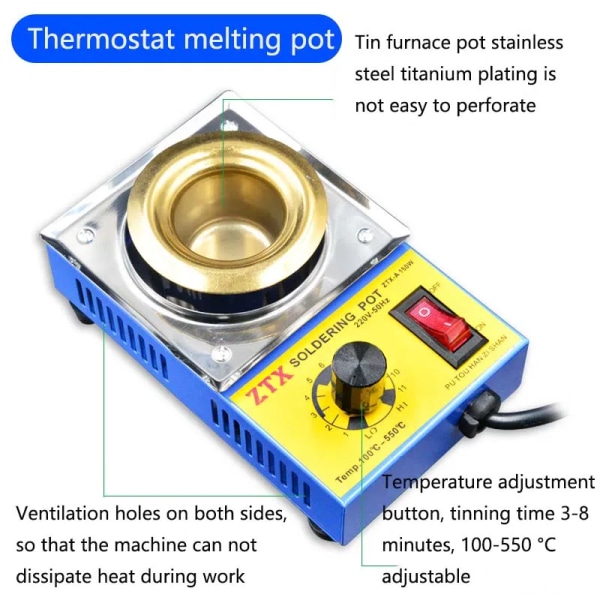 Justerbar temperatur tin smeltning ovn komfur gryde værktøj EU stik