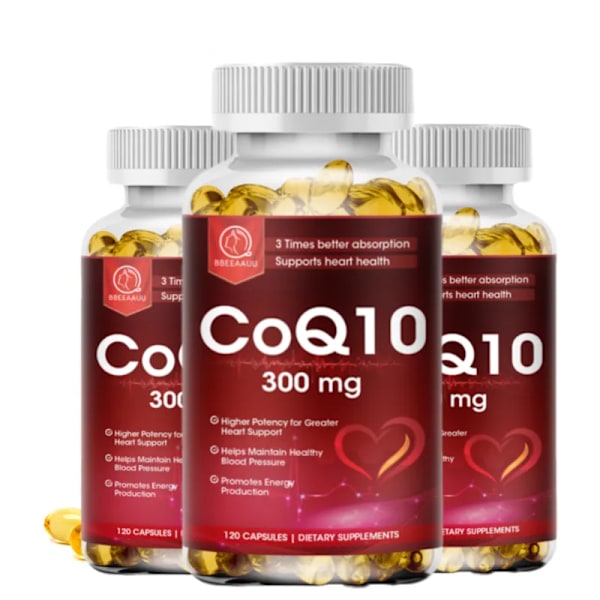 60 Piller 300mg Ekologiska Ultra Hög Absorption COQ10 Koenzym Q10 Främjar Kardiovaskulär Hjärta Hälsa Ger Energi Hälsa Mat