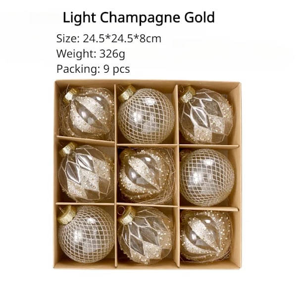 Jul Ball Dekorationer Transparent Målat PET Jul Ball Set Ornament