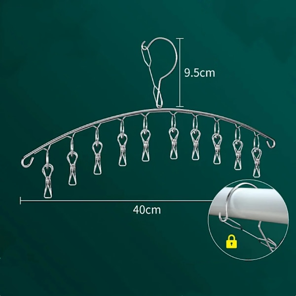 20 tappia ruostumaton teräs vaatteet kuivaus ripustin tuulenpitävä vaatteet teline klipsit sukka pyykki tuuletin ripustin alusvaatteet sukat pidike