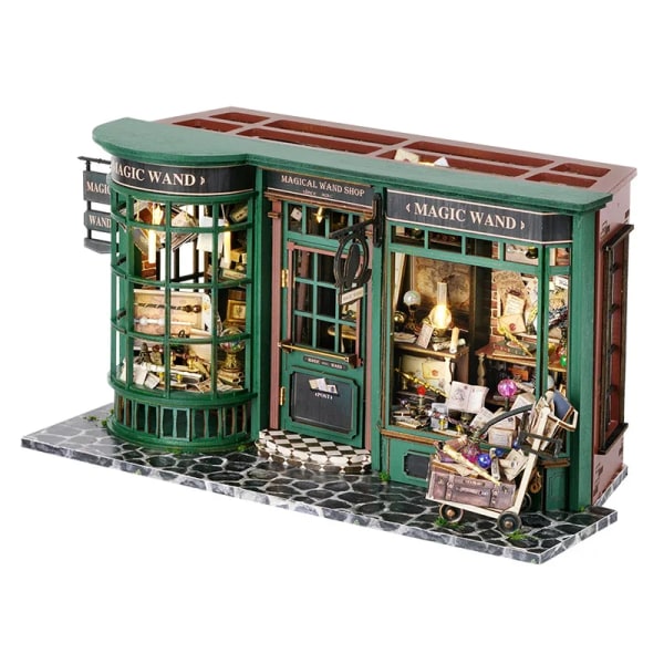 Trä dockahus miniatyr docka hus kit med möbler rumslåda hem modell leksak