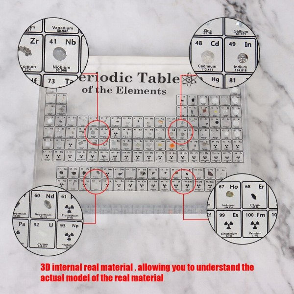 Kemisk Element Display Akryl Periodisk Tabel Børn Undervisning Skole Display Med rigtige Elementer