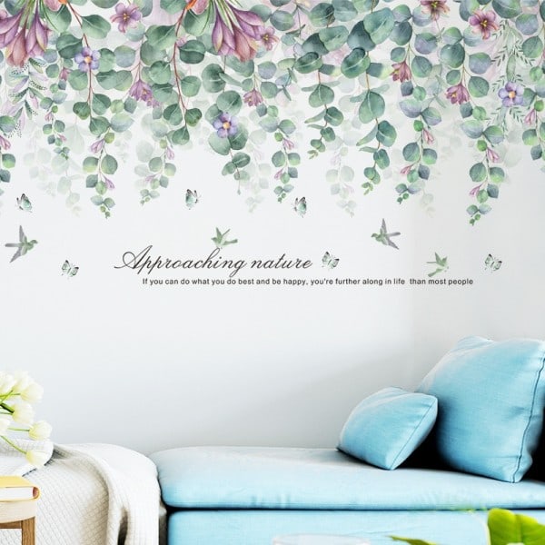 Store natur grønne blader vegg klistremerker for stue rom soverom TV sofa bakgrunn avtakbare DIY vegg dekaler