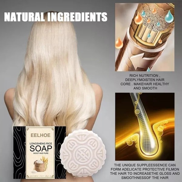 2 kpl riisi vesi shampoo saippua kiinteä hius kasvu shampoo patukka hius regrow shampoot