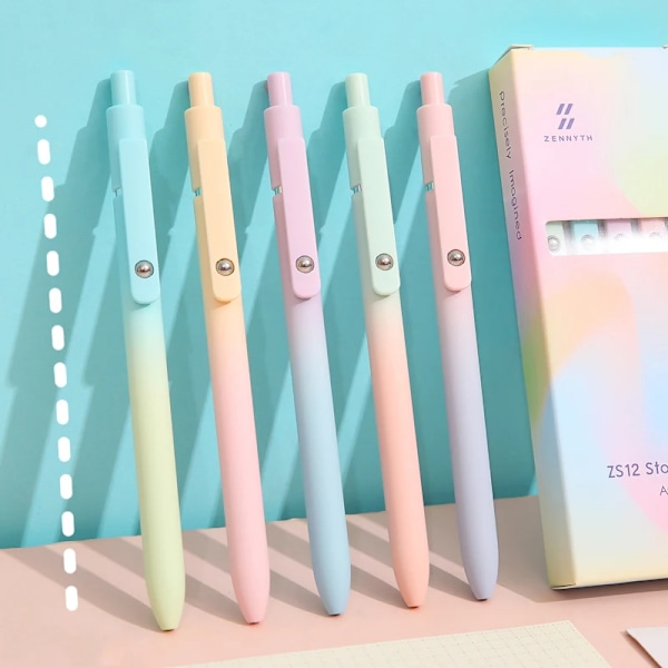 Gradient Farve Skrive Pen Sort Refill Gel Ink Pen Soft Touch Papery Pen