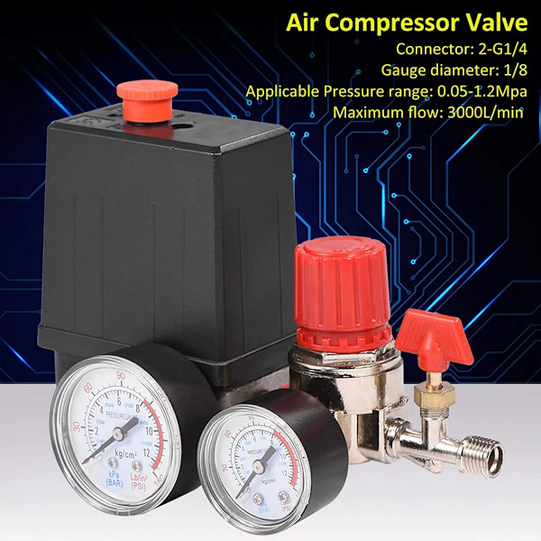 Luft kompressor tryk afbryder ventil kontrol manifold regulator målere