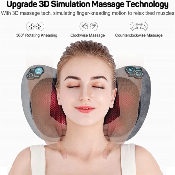Hieronta tyyny lämpö rento niska hieronta selkä Shiatsu hierontalaite kannettava 4 tela sähkö 3D hieronta tyyny