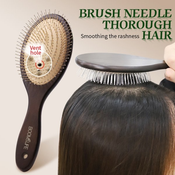 Denman hoved massage børste stål børste træ hår børste med stål nål airbag børste bf29 | Fyndiq