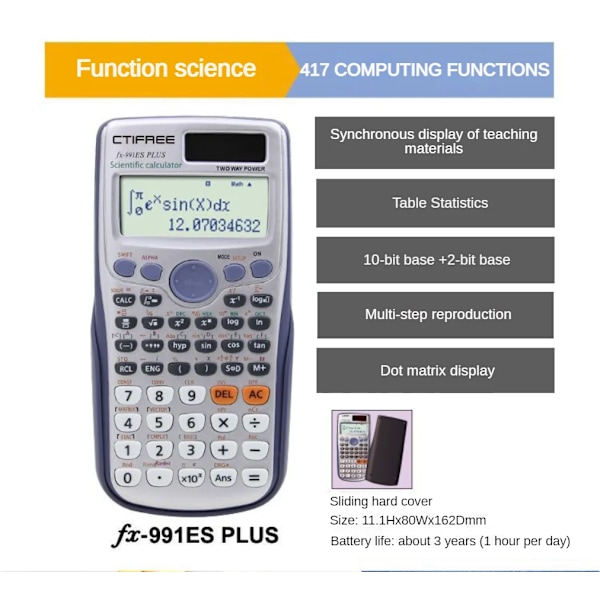 Kalkulator for 991ES-PLUS Original Scientific Kalkulator 417 Functions